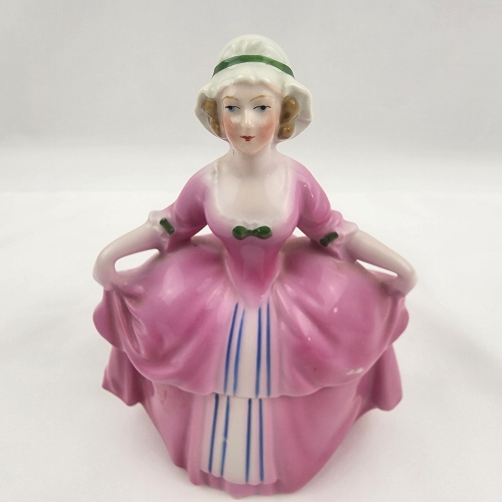 Vintage‎ Bavaria German Half Doll Dresser Powder Jar Madame Pompadour